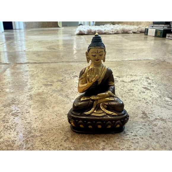 19th Century Tibetan Buddha Bronze Statue 3" Tall - Picture 4 of 9